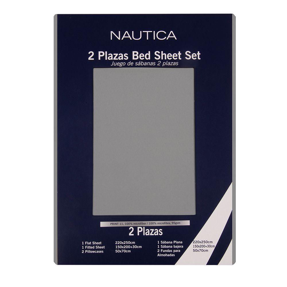 Sabanas Lisas Microfibra King 4P Nautica Home Gris Oscuro-4