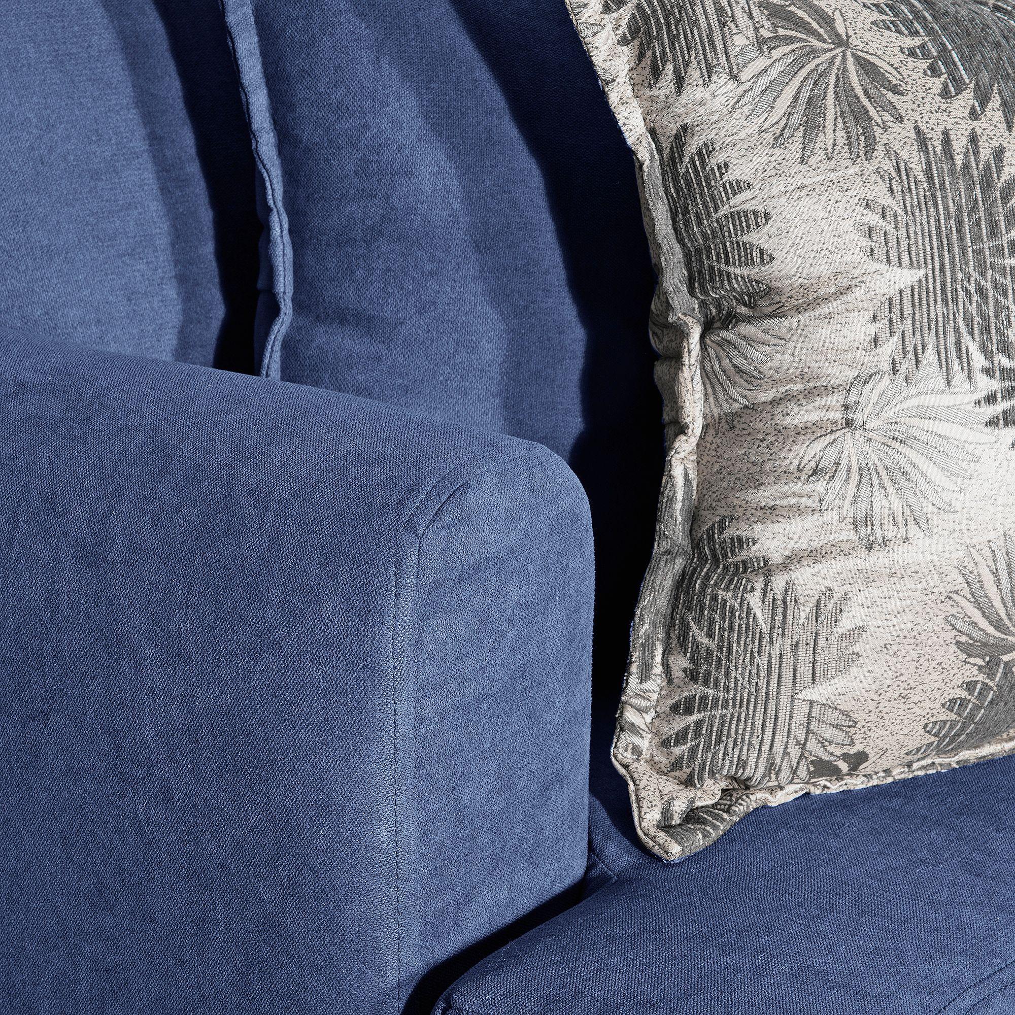 Sofa 3c Estambul tachas Tela  Azul 220 X 90 X 95-3