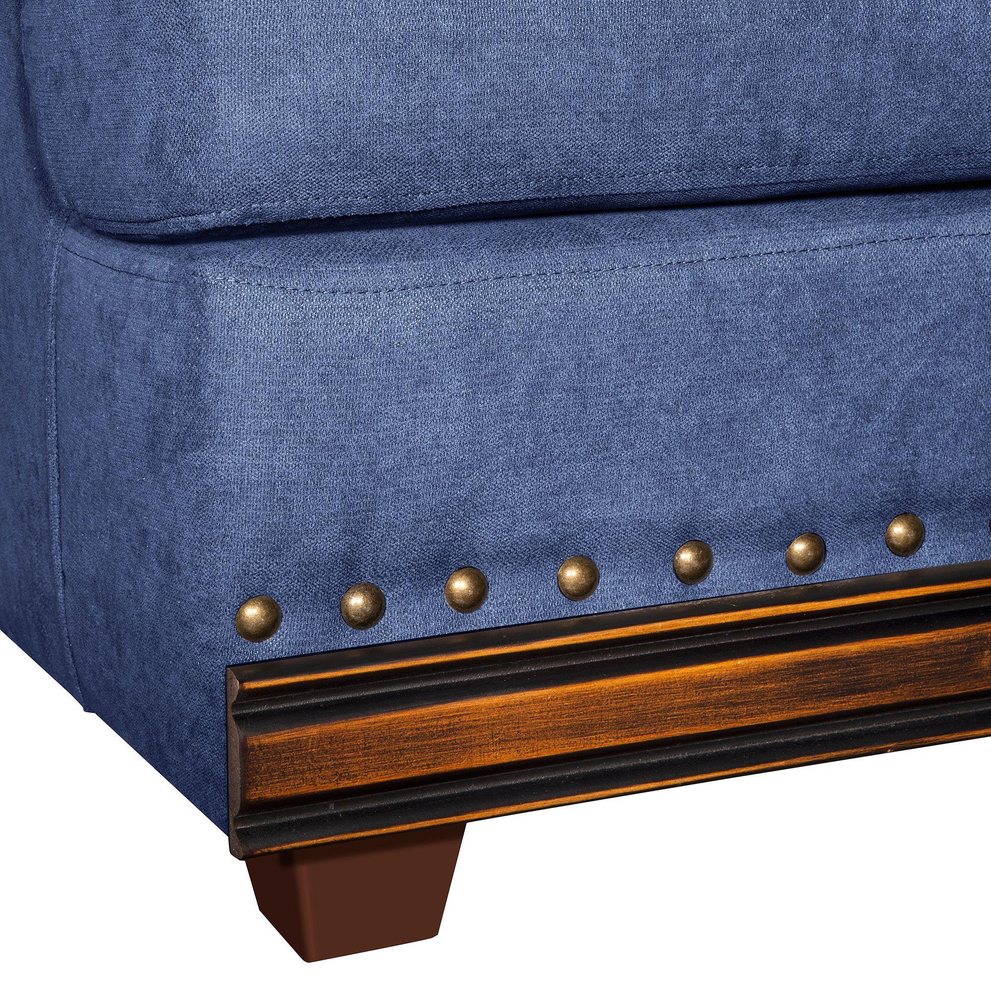 Sofa 3c Estambul tachas Tela  Azul 220 X 90 X 95-2