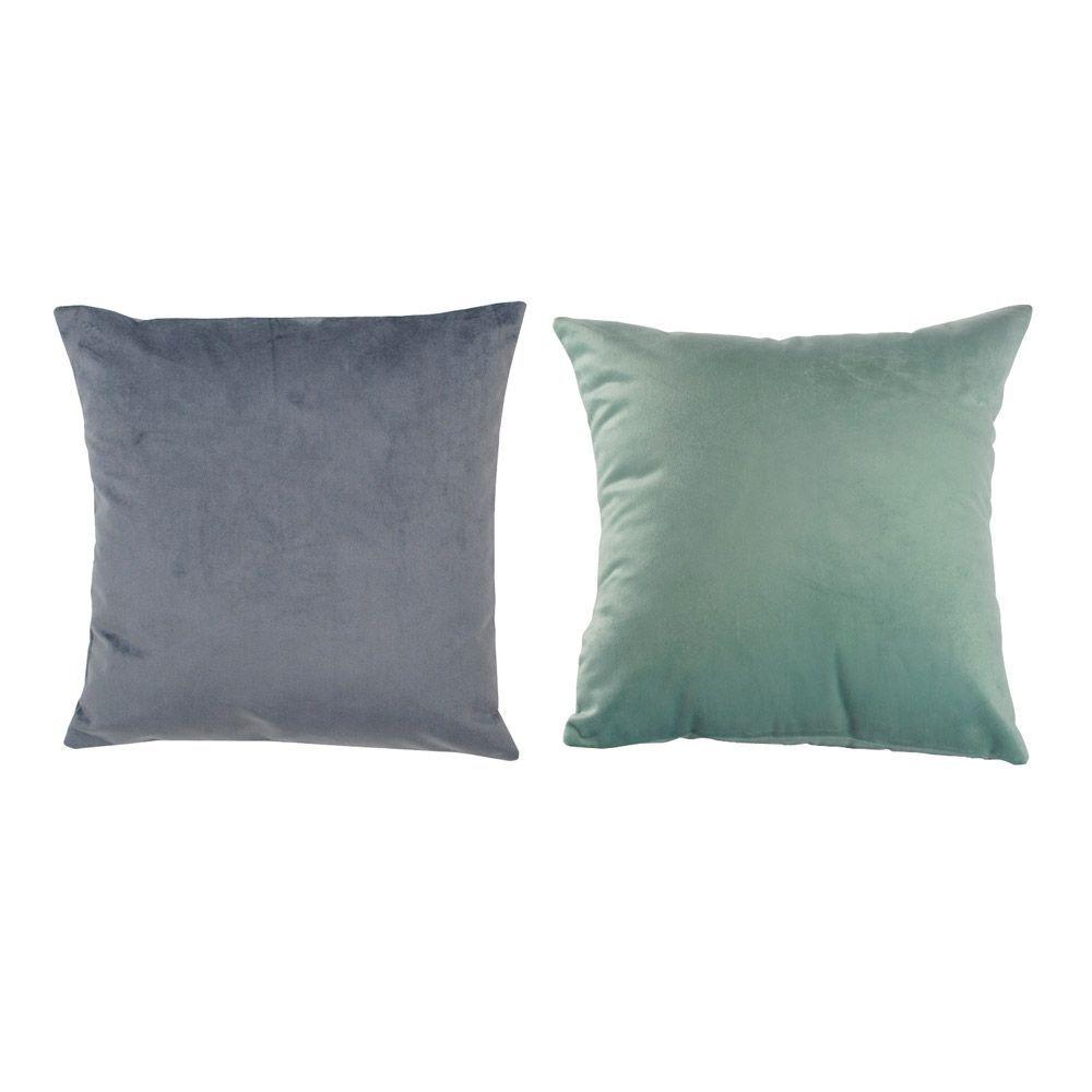 Set 2  Cojines Felpa combinados 40x40  Gris y Verde Agua-0