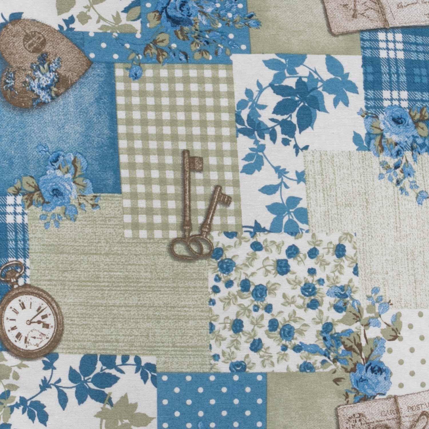 Set 4 cojines Lona Española Patchwork 50x50  azul-2