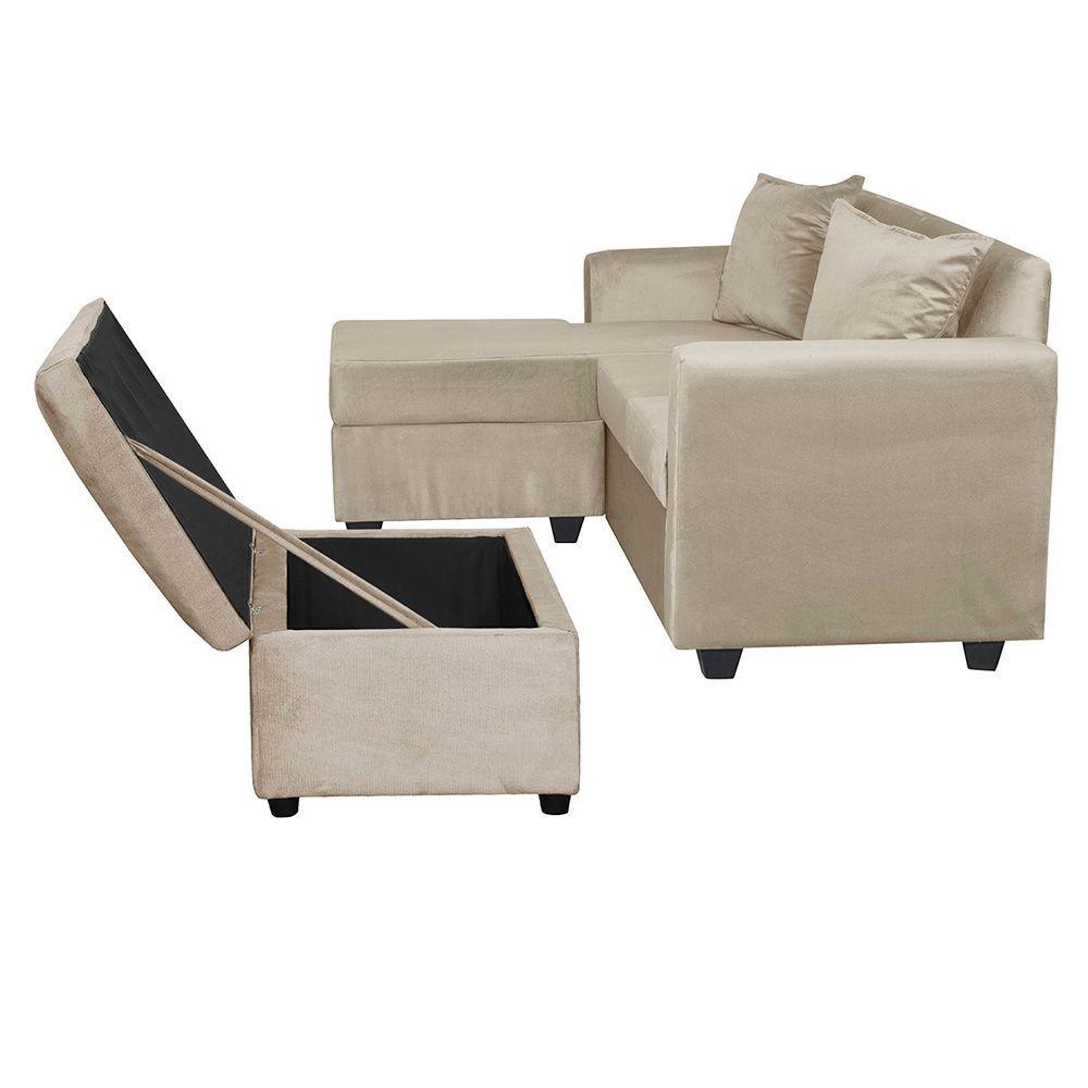 Set Seccional Gramado Banqueta ba l felpa Beige-2