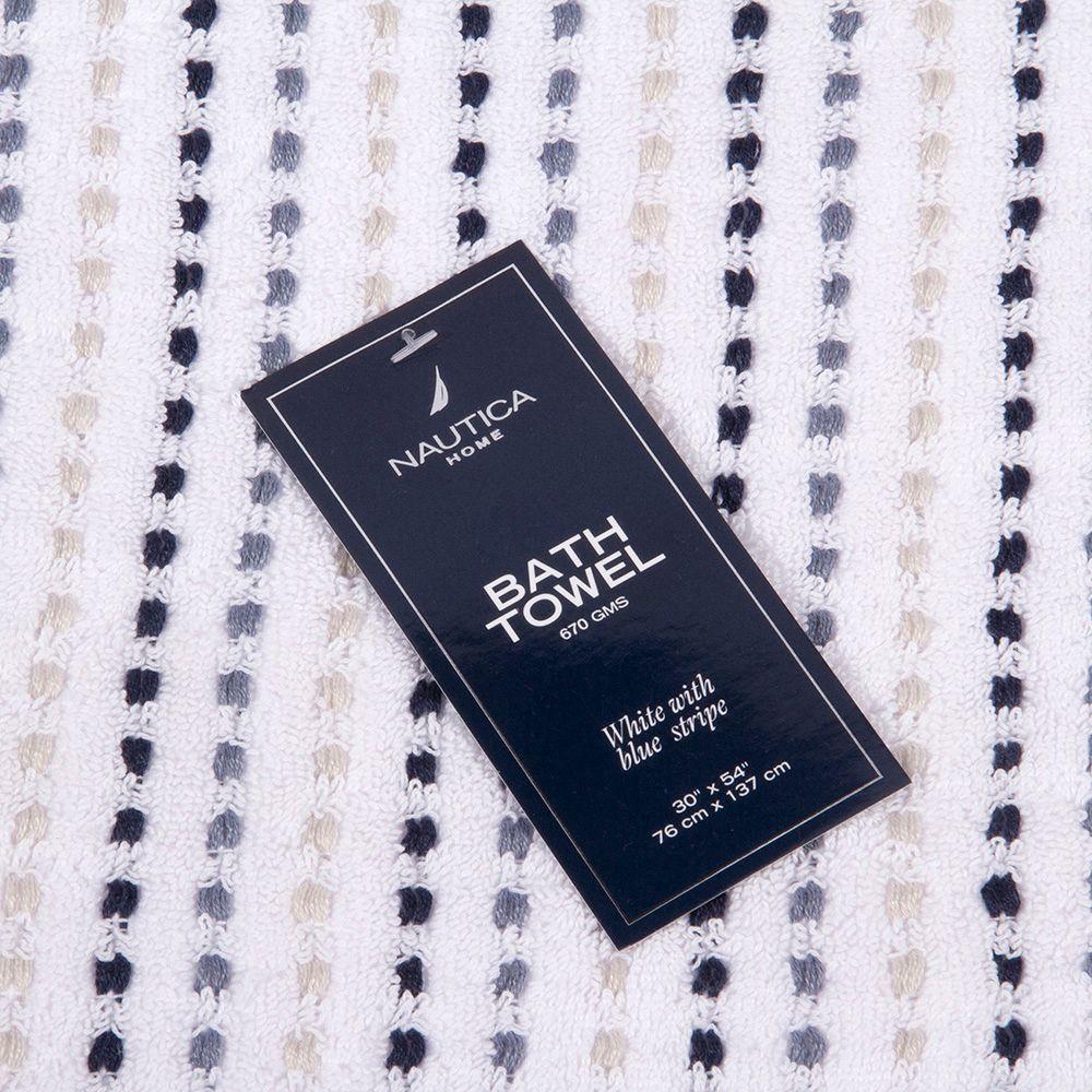 Toalla Baño  Stripe- Nautica Home -76 x137 Blanco -Azul-2