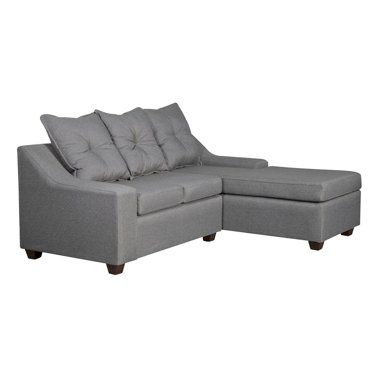  Seccional Viena 3 cuerpos  Derecho Tela Gris 195x 155 x90-2