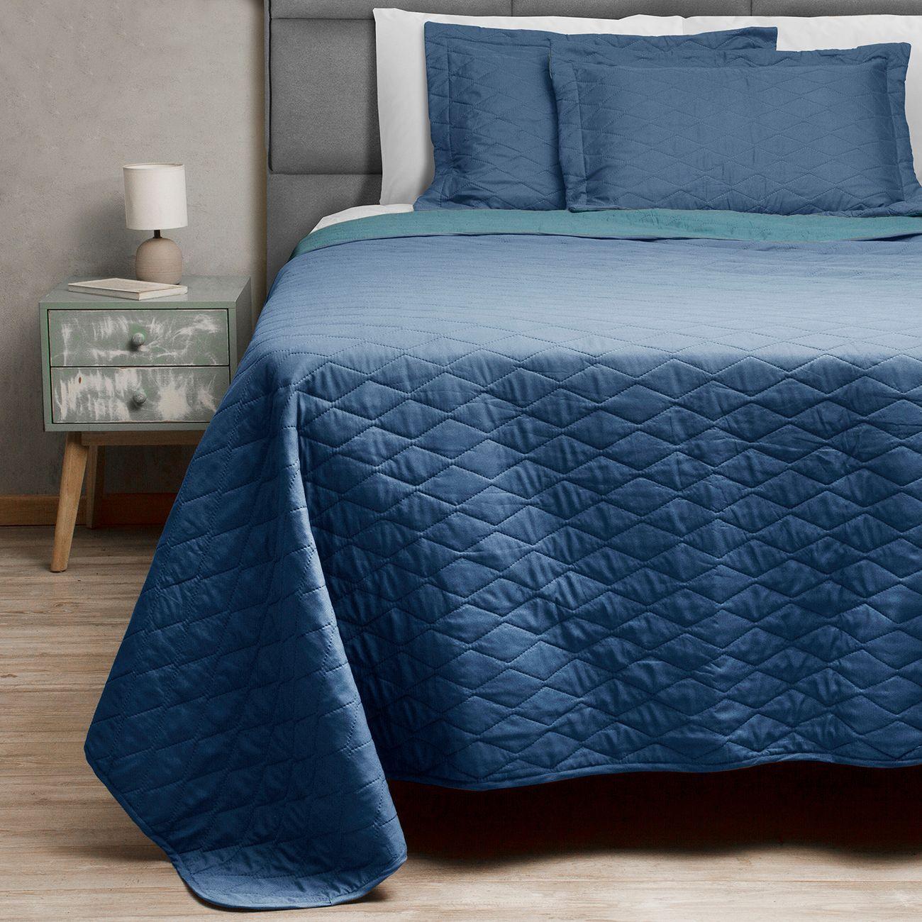Quilt Bicolor Masel 1,5 pl 180x 250 azul - Petroleo-0
