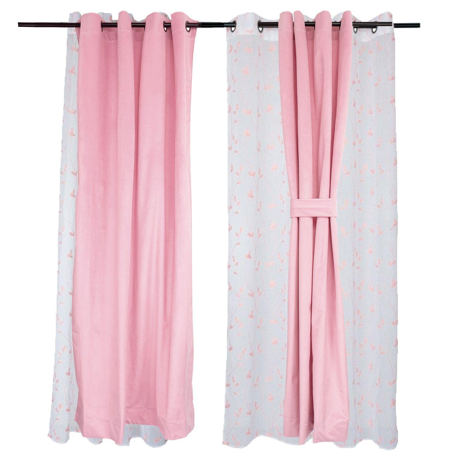 Set Cortinas 4 pzas New Velvet -Velo Bordado Rosa palo -0