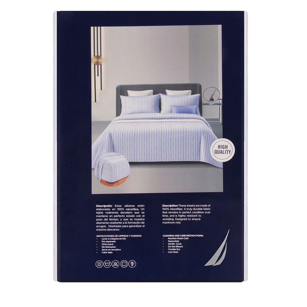 Sabanas  Microfibra  estampada 1. 5 pl 3P- Nautica Home- Celeste-4