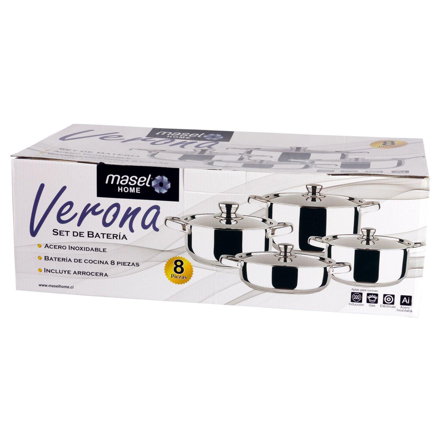 Batería de cocina Verona 8 piezas Silver- Acero Inoxidable-1