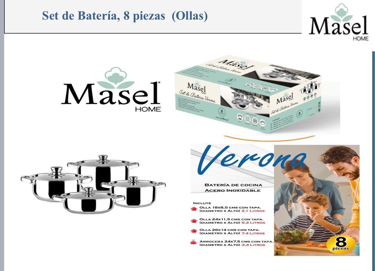 Batería de cocina Verona 8 piezas Silver- Acero Inoxidable-1