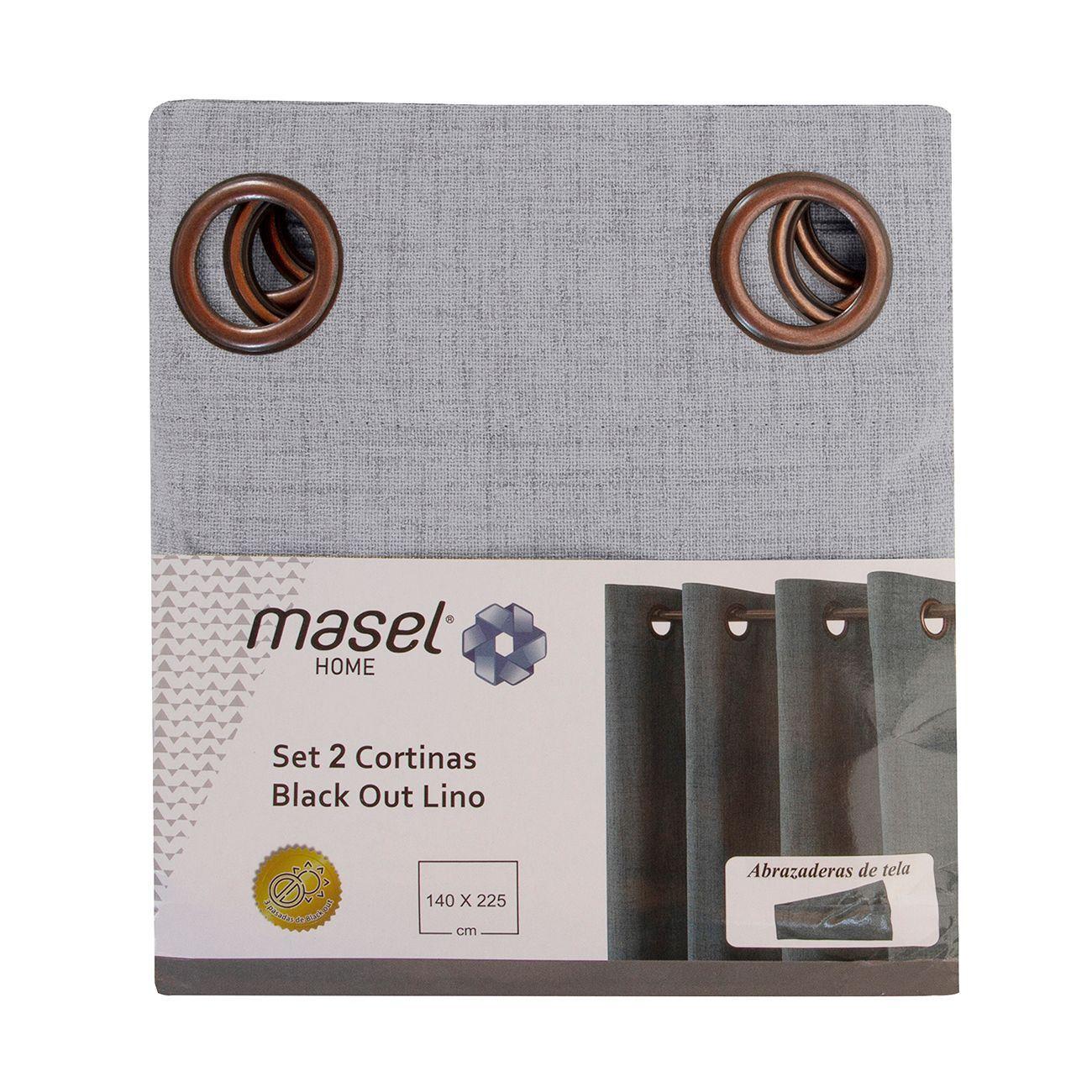 Set Cortina Masel B.O Lino Gris claro 140 x 225-3