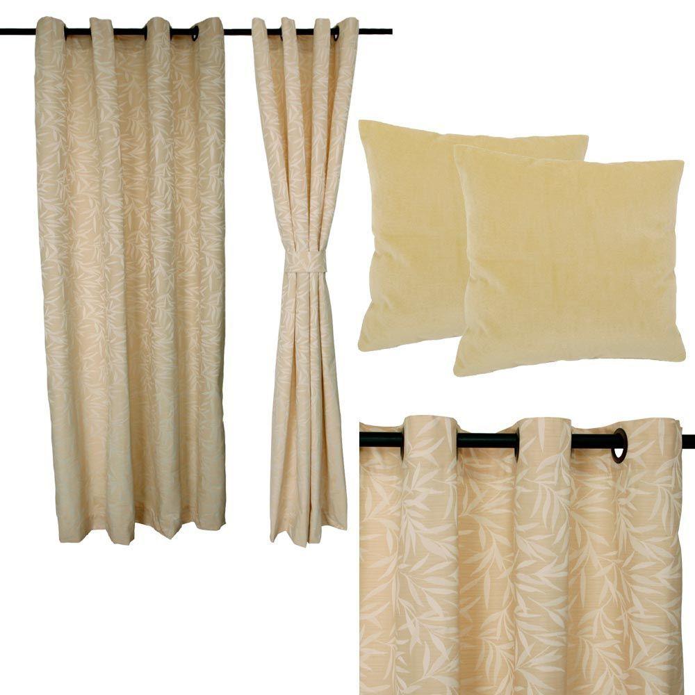 Set Cortina Black Out  Panda 140x225 cm  Beige  +2 cojines 40x40 cm-0