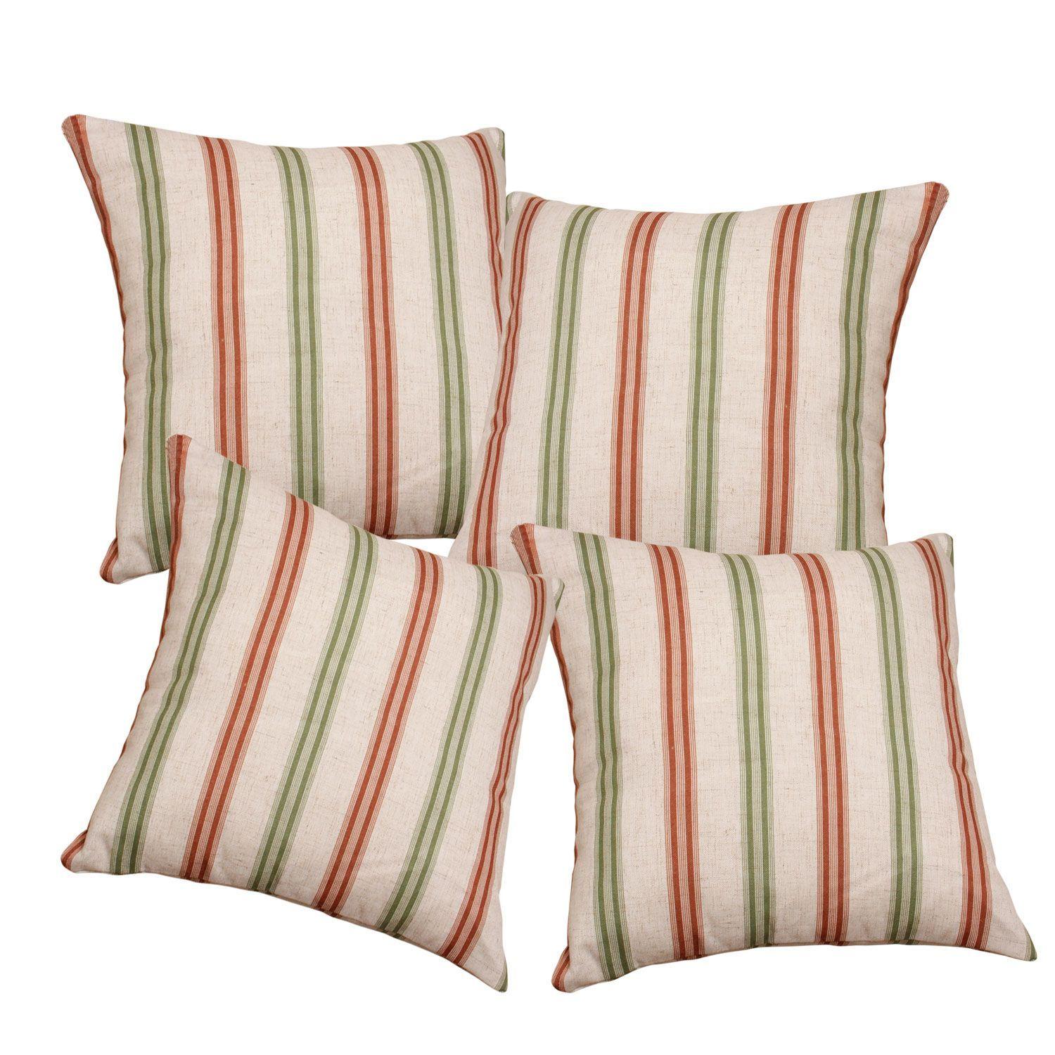 Set 4 Cojines Linen Stripe 45x45 Verde-0