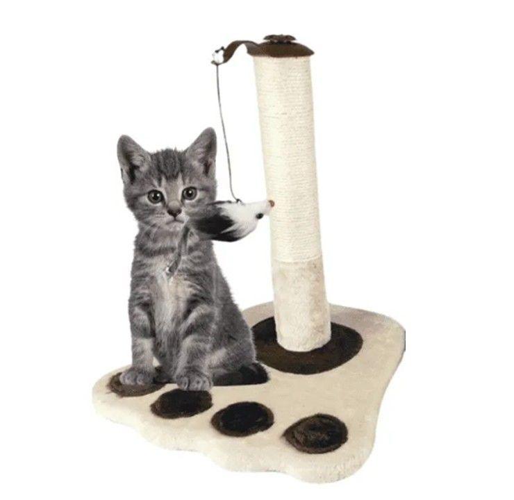 Rascador De Patita Beige Para Gatos Con Juguete Colgante-2