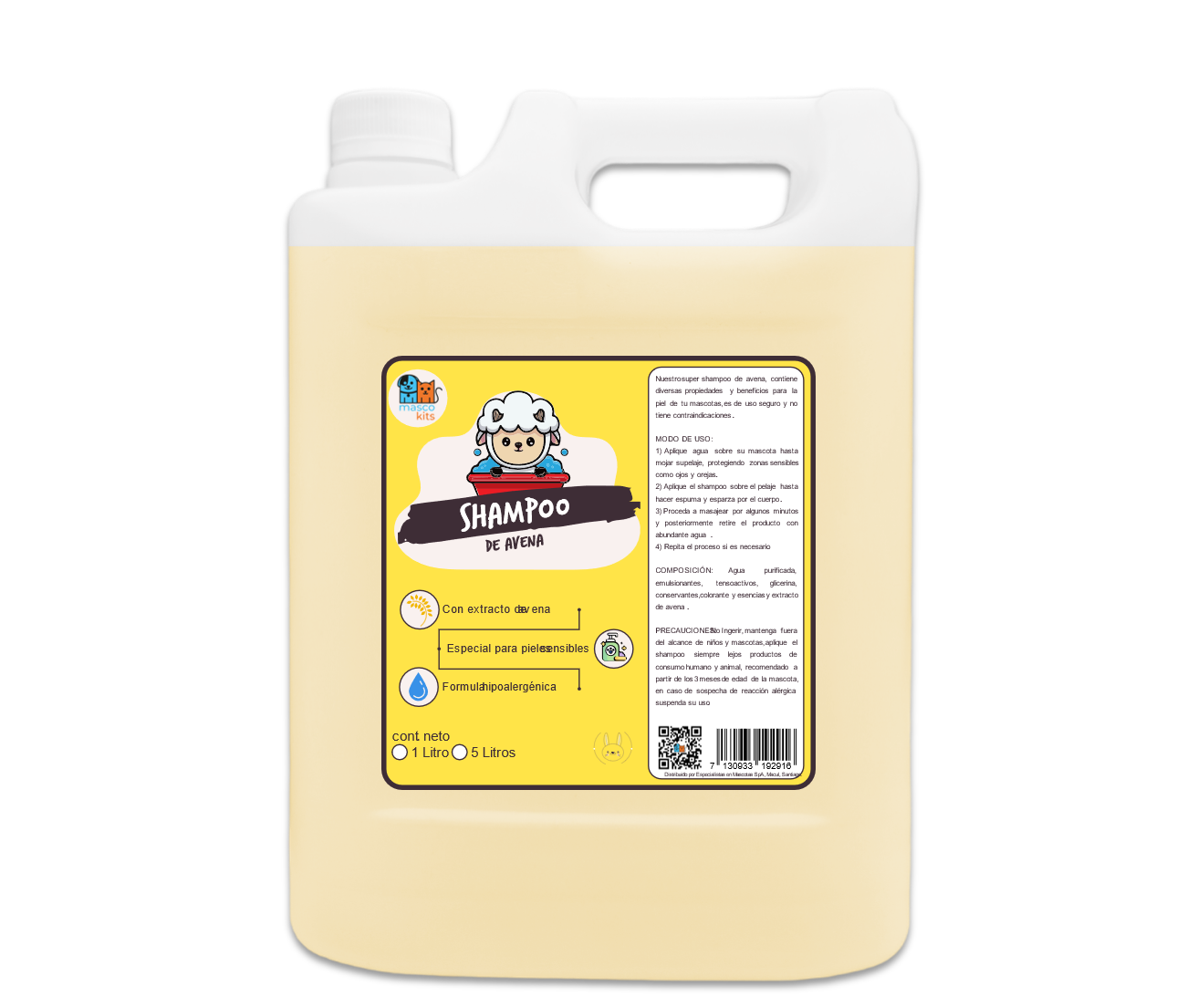 Pack 2 Shampoo Avena Orgánico 5 Litros Perros & Mascotas-1