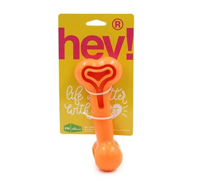 Hey Juguete De Goma Hueso Naranjo Premios Perros Mascota-0