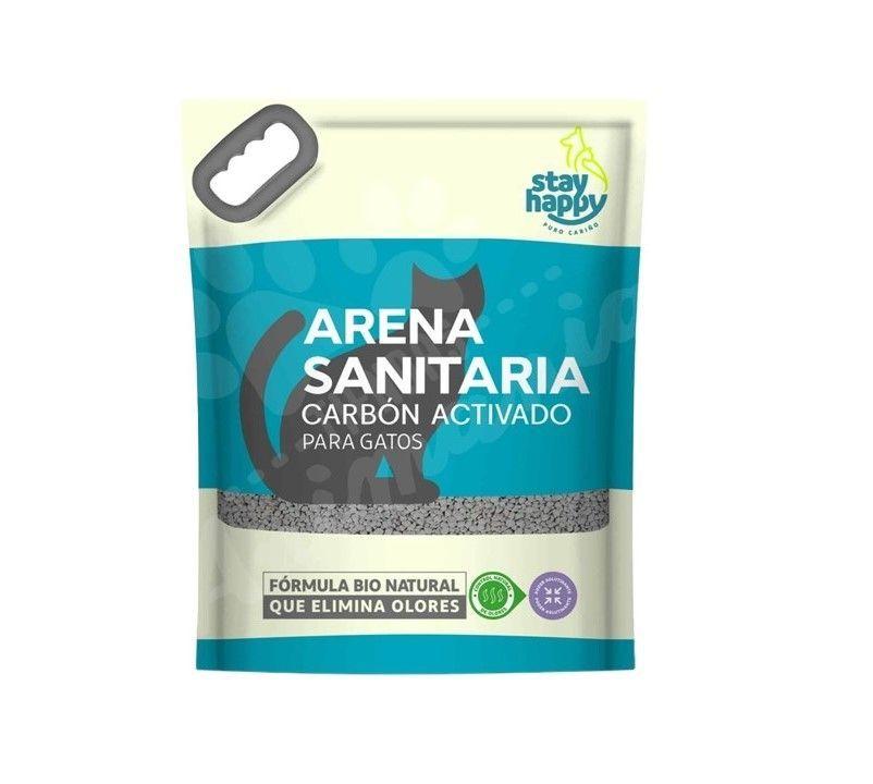 Pack 2 Arena Aglutinante Gatos Stay Happy 4kg Carbón Activo-1