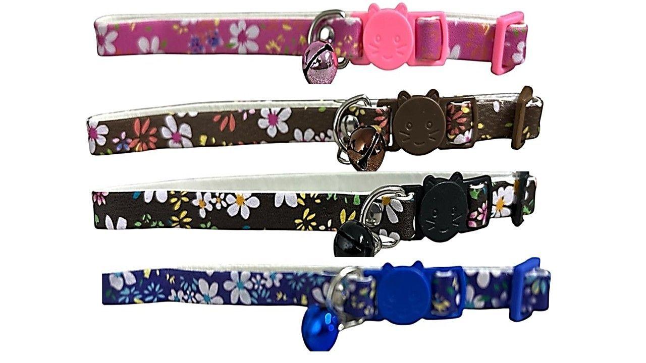 Collar Para Gato Gatita Anti Ahorque Con Diseño De Flores-2