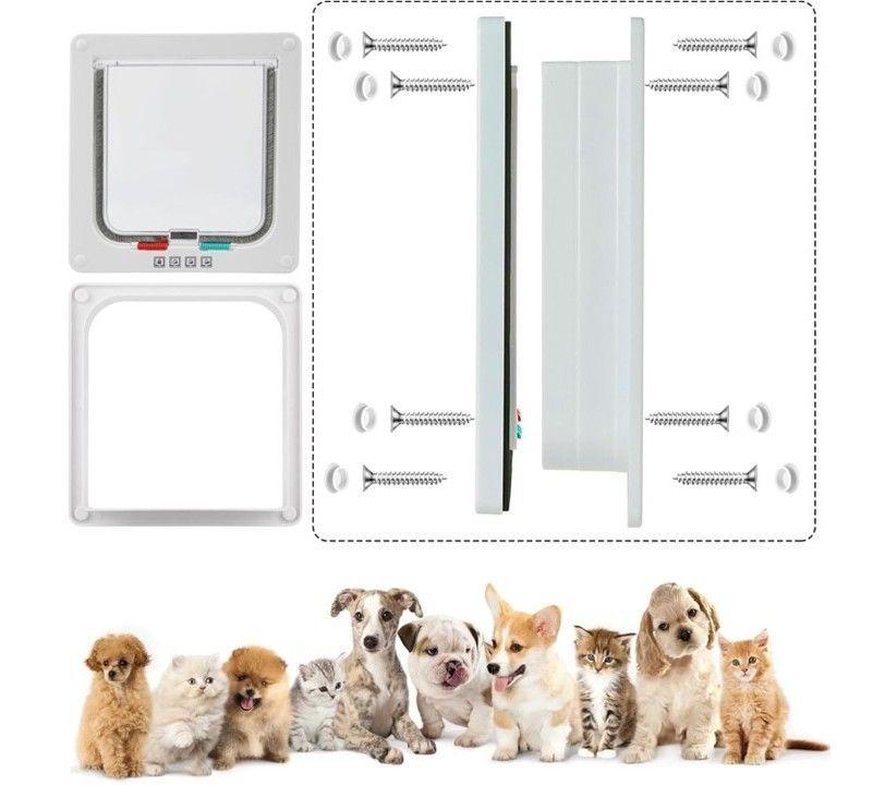 Puerta Para Mascotas Puerta Gatera Puerta Abatible Blanco-4