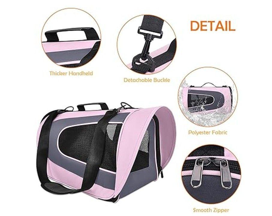 Bolso Transporte Mascotas Pequeño 36x21,5x23,5cm Rosa-3