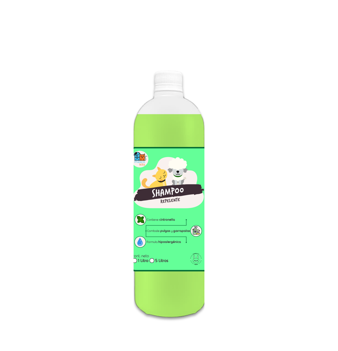 Pack Shampoo Perro Repelente Anti Pulgas + Pelaje Blanco 1lt-1