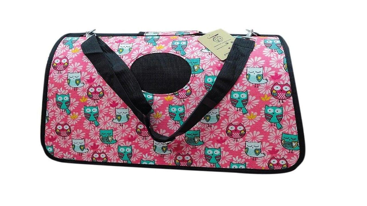 Bolso Transporte Mascotas Pequeño 37x17x23cm Con Diseño Rosa-2