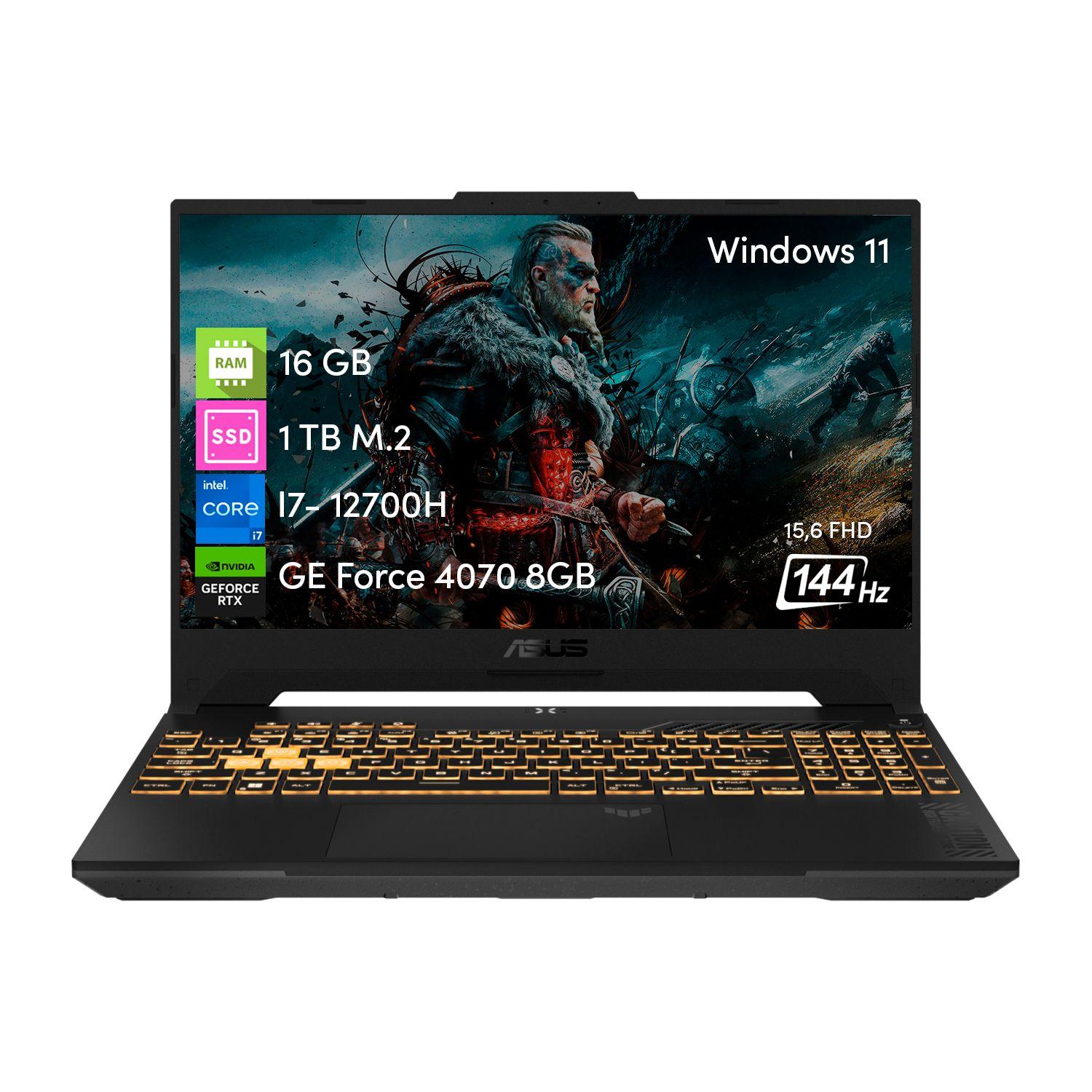 Notebook Asus Tuf I7 12va 16gb 1tbssd Rtx4070 8gb 15.6 W11-0