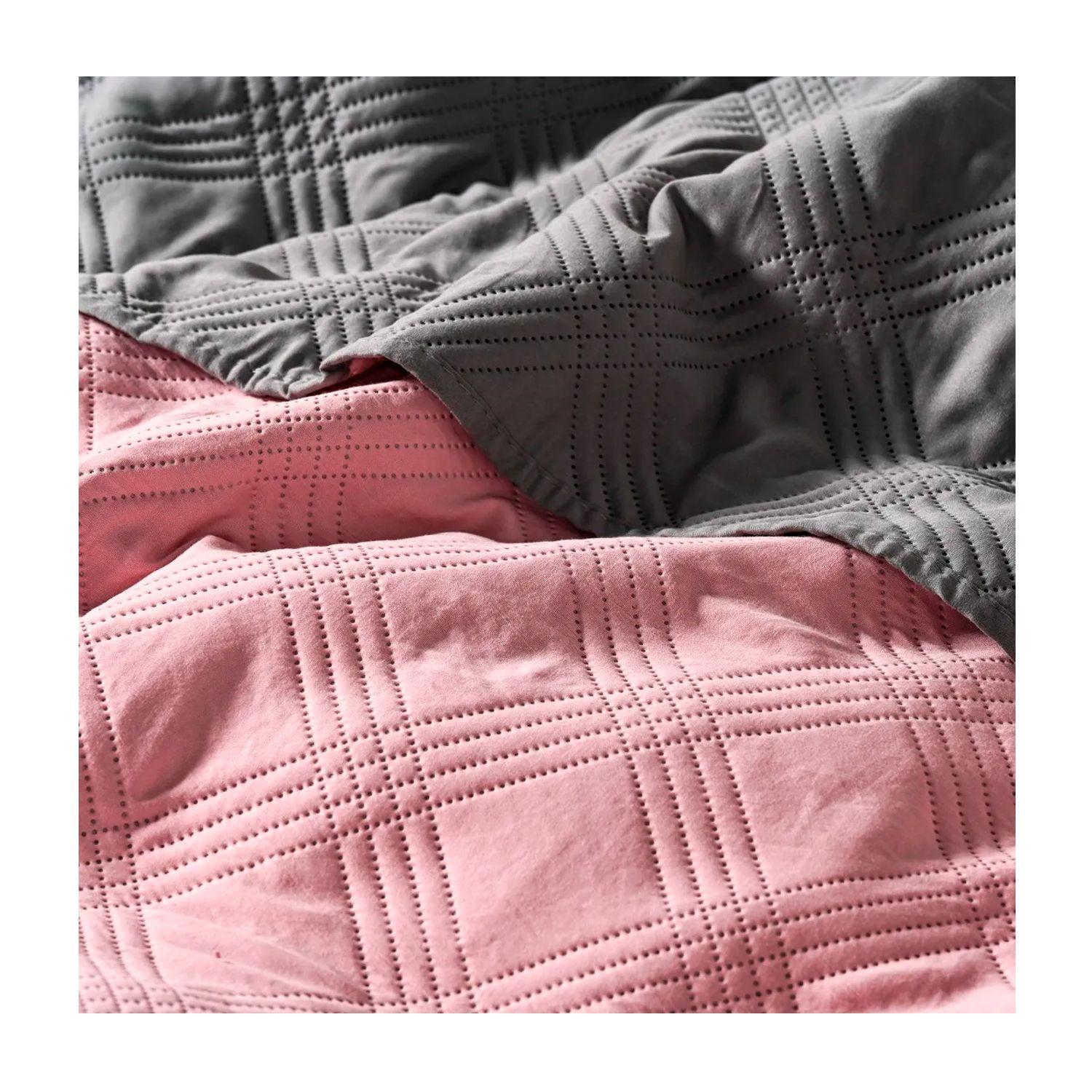 Quilt AF Bicolor Rosa Gris 2.0 + Sábanas 144H 50%Alg Krik-2