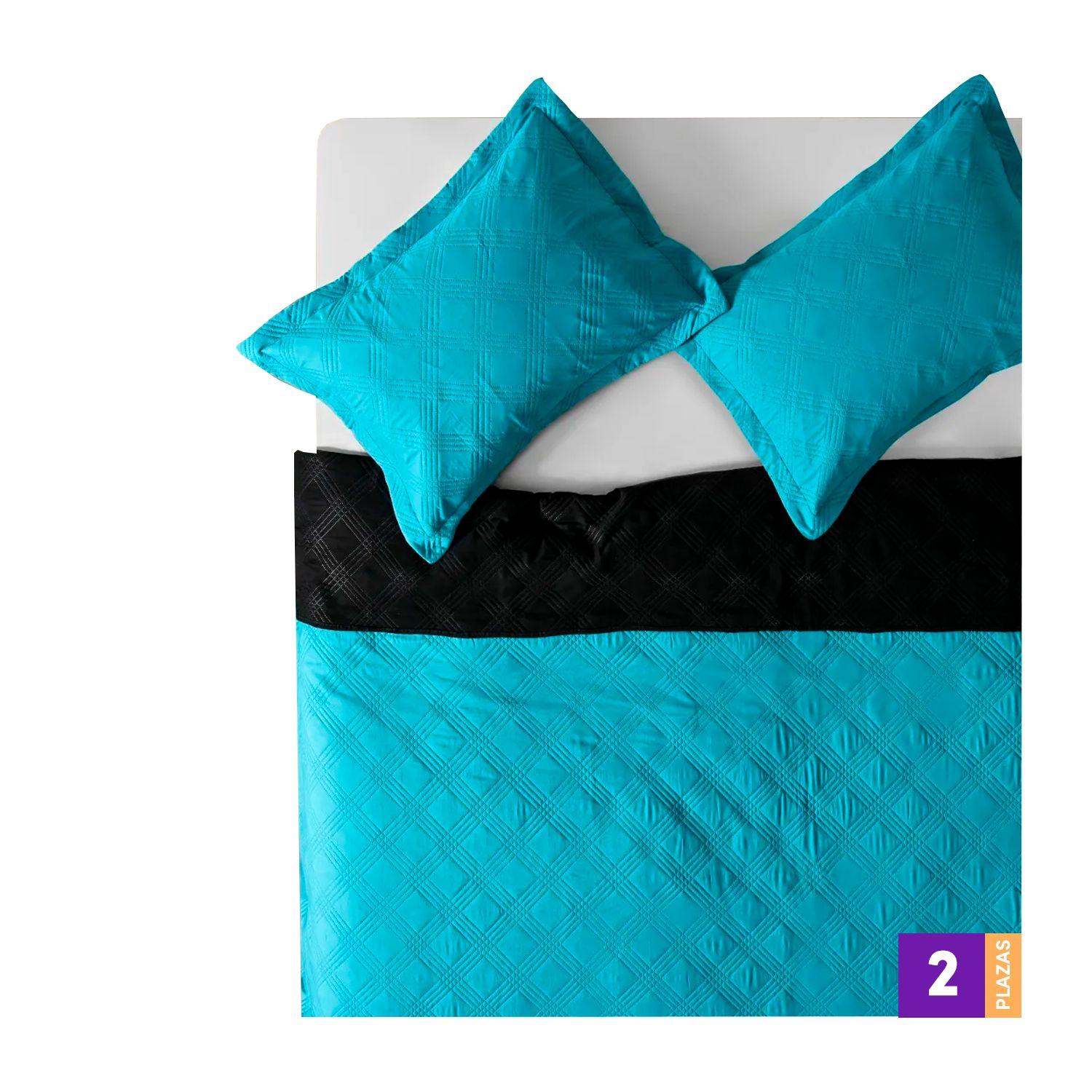 Quilt AF Bicolor Turq. Negro 2.0 + Sábanas 144H 50%Alg Dober-0