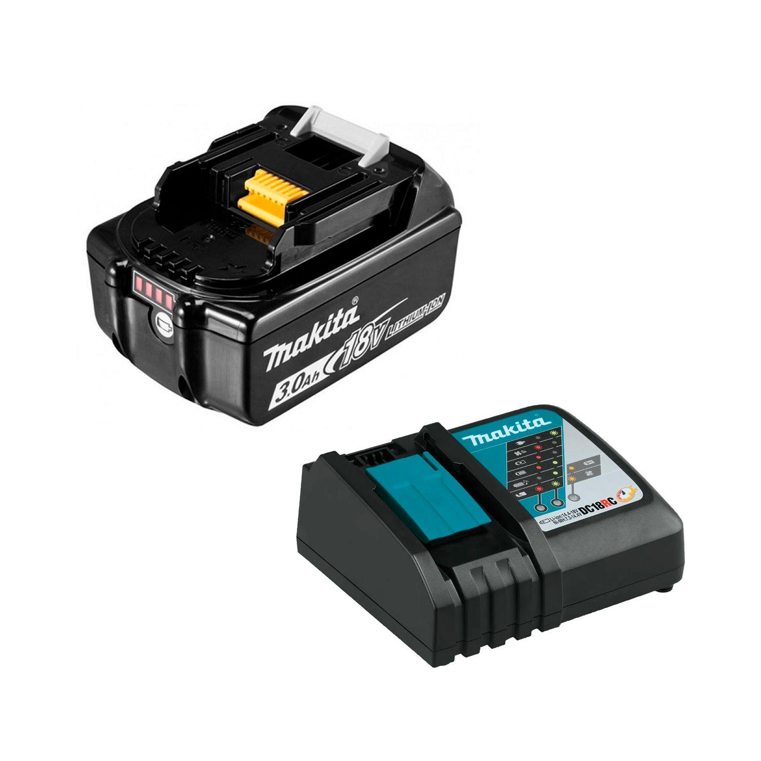 Set Cargador DC18RC + Batería ion litio Makita BL1830B 18v-0