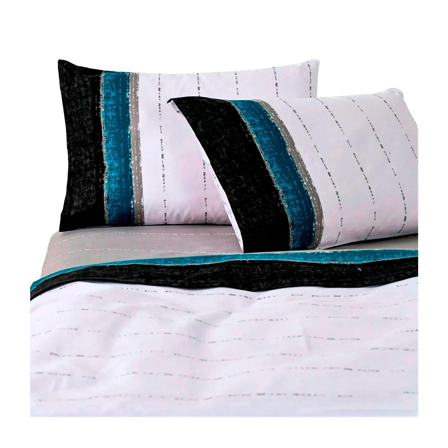 Quilt AF Bicolor Turq. Negro 2.5 + Sábanas 144H 50%Alg Dober-1