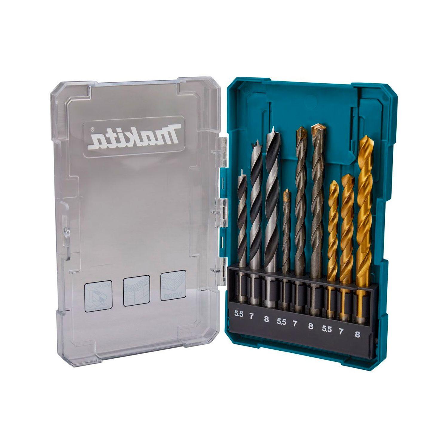 Set de Brocas Makita D-71978 Metal Madera Concreto 9 Piezas-0