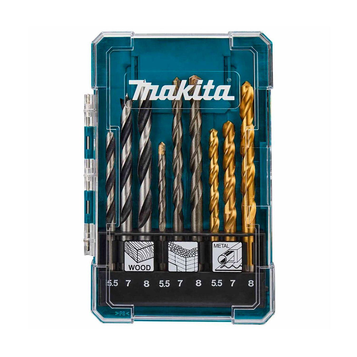 Set de Brocas Makita D-71978 Metal Madera Concreto 9 Piezas-1