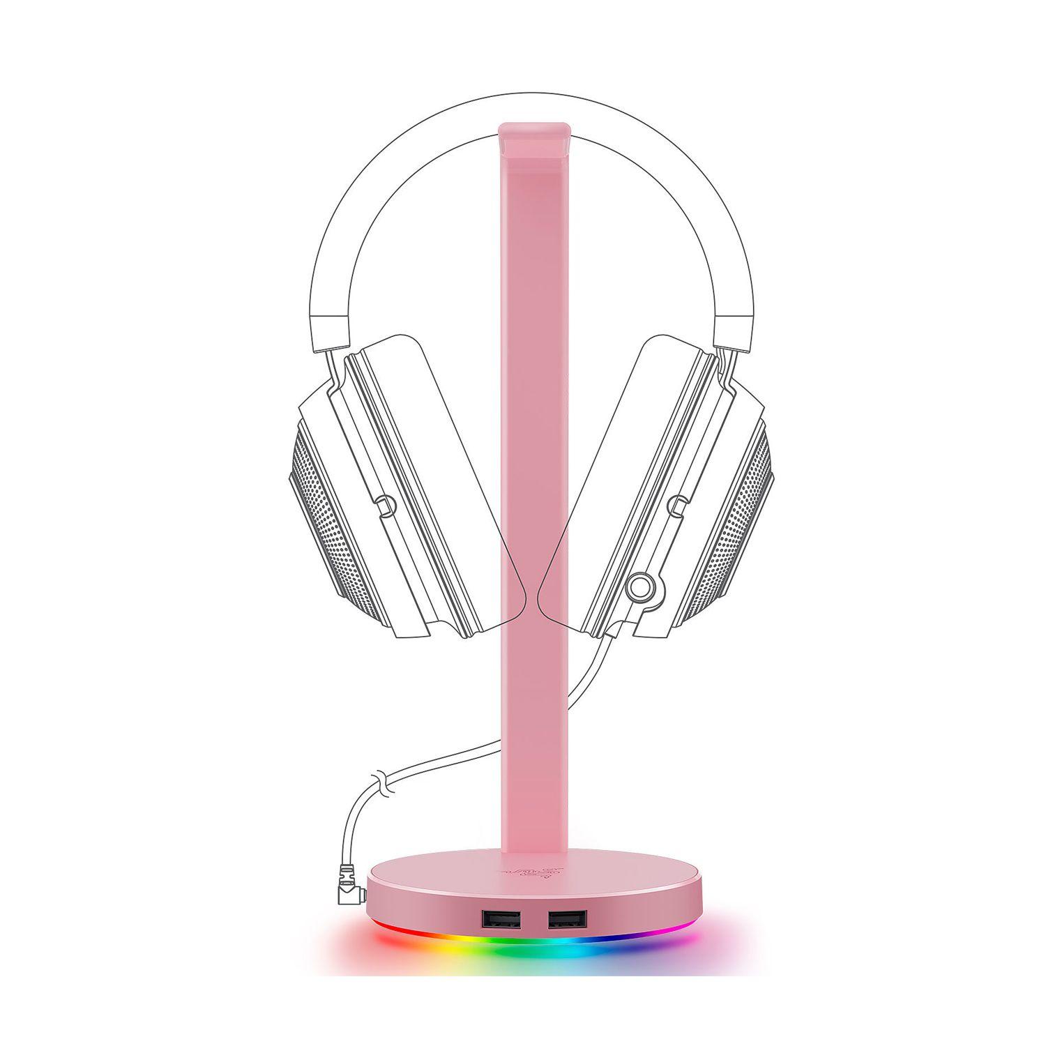 Soporte de Audífonos Razer Base Station V2 Quartz Rosado RGB-2
