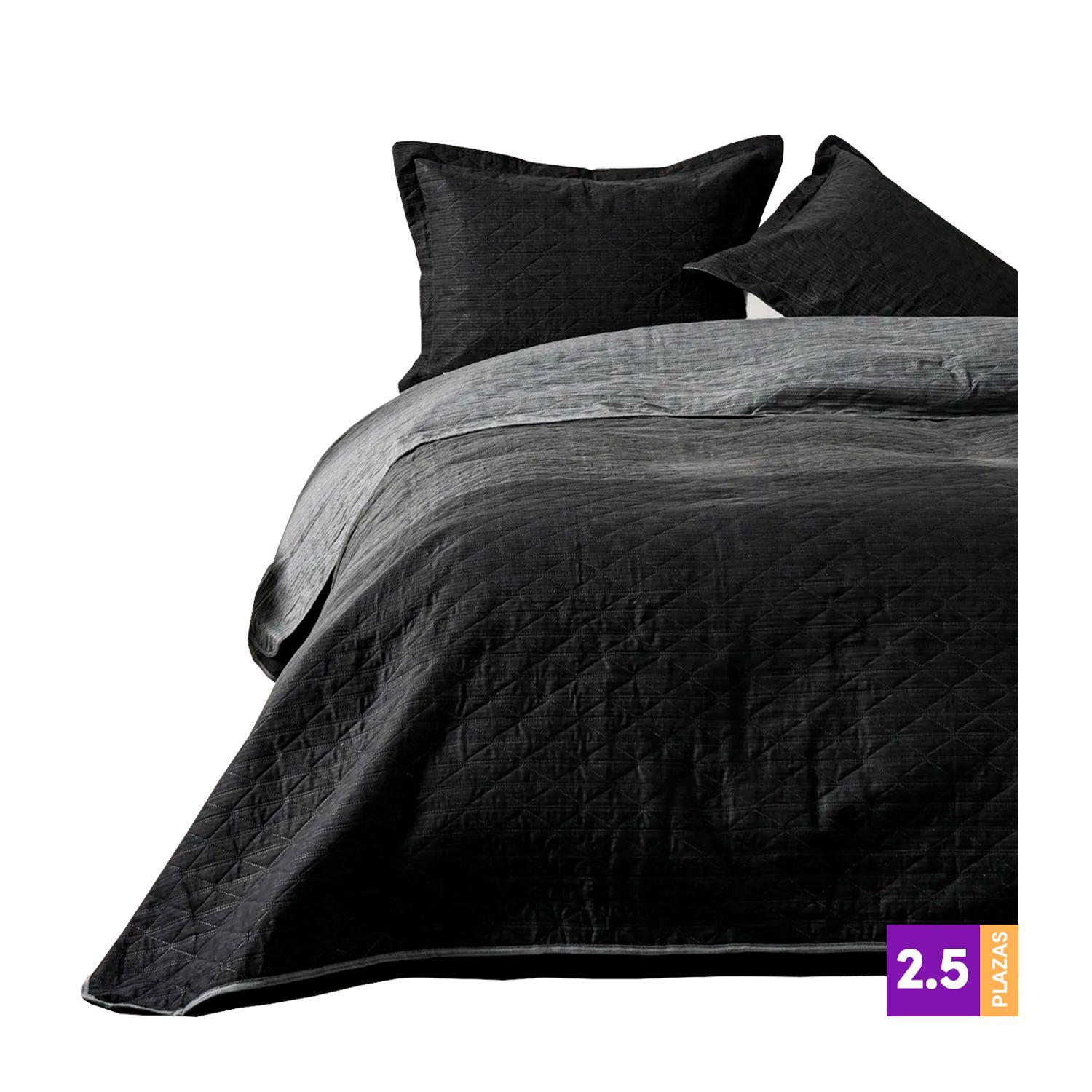 Quilt AF Tiedye Negro 2.5 + Sábanas 144H 50%Alg Estamp Kobu-0