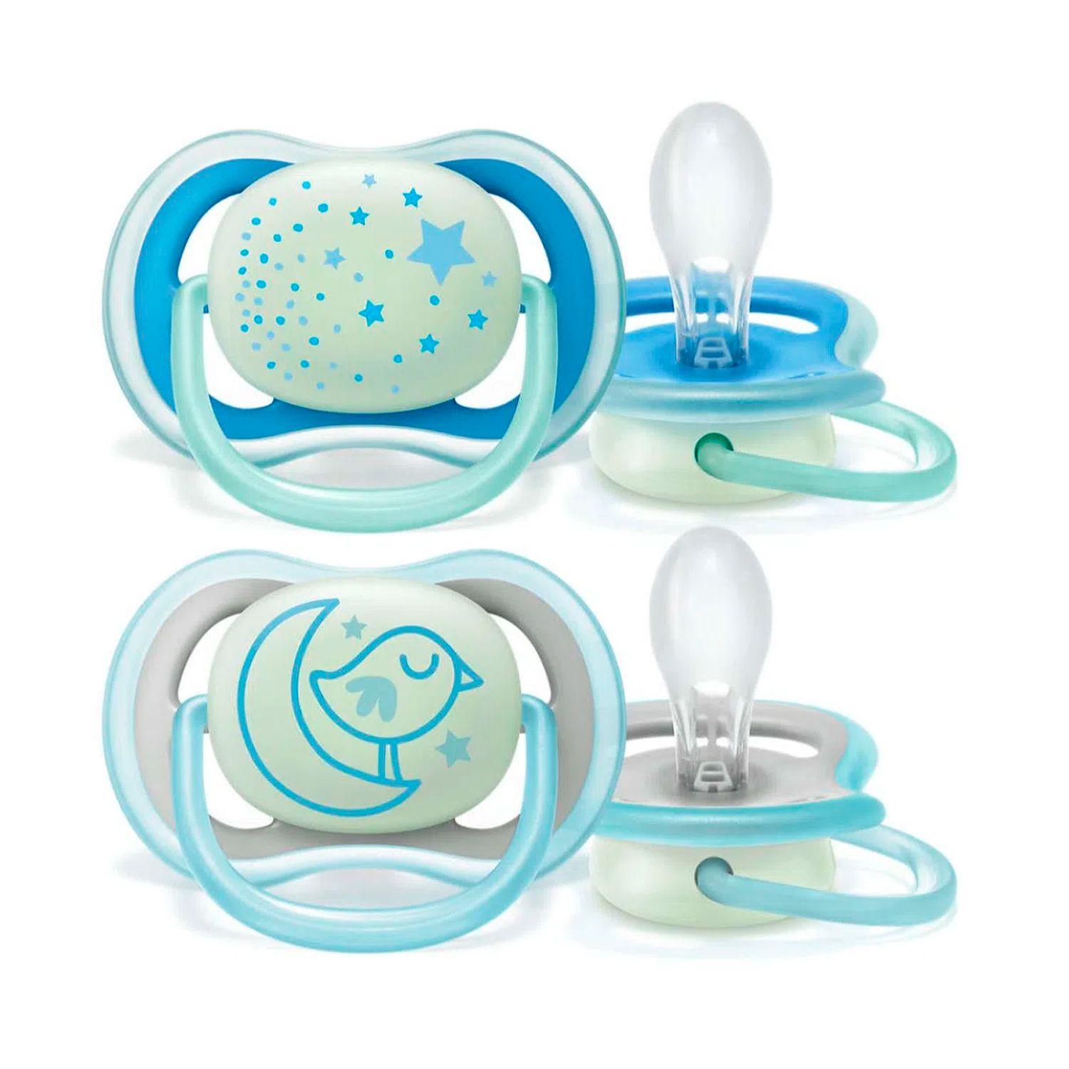Pack X2 Chupete Avent Ultra Air Night 6-18m Azul-0