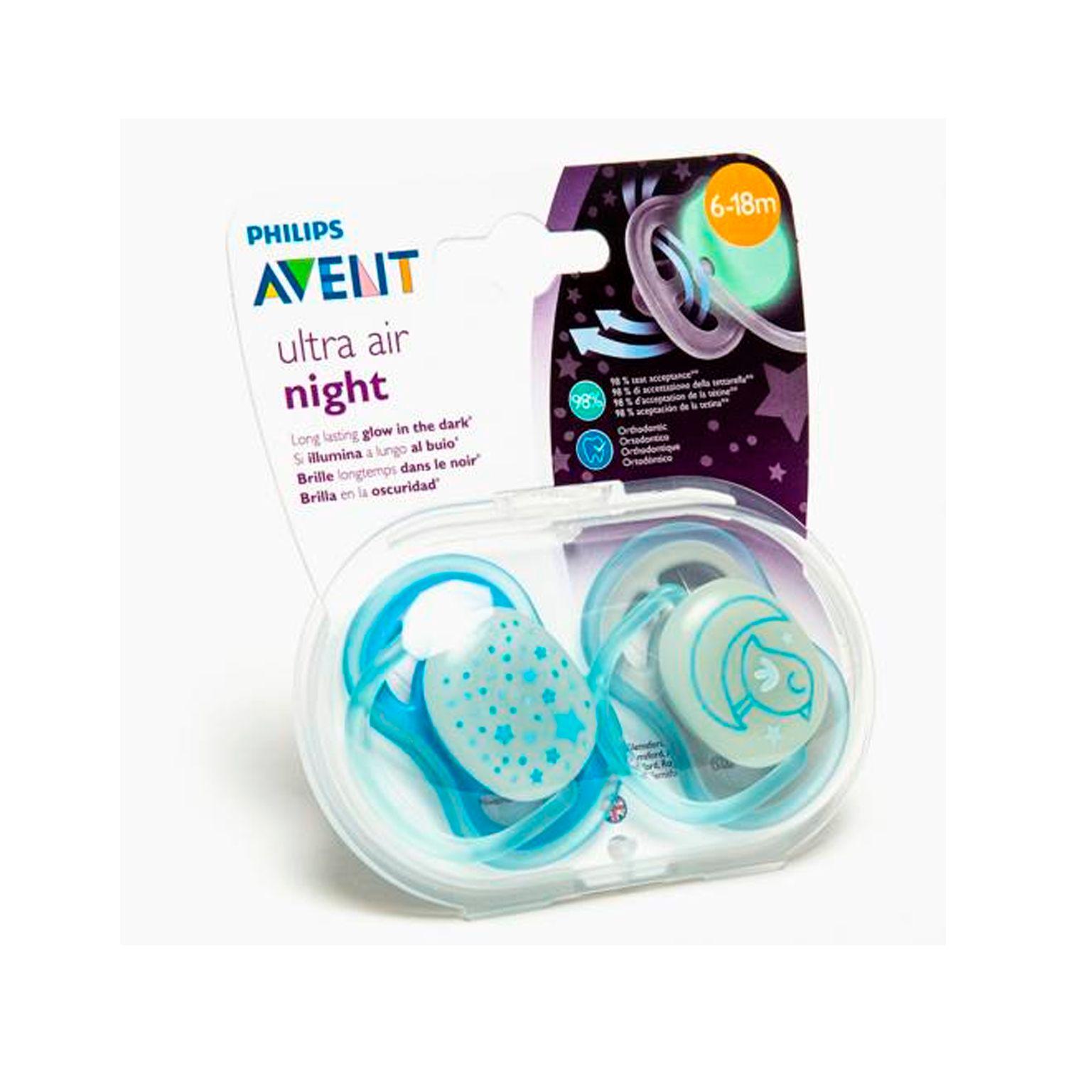 Pack X2 Chupete Avent Ultra Air Night 6-18m Azul-1