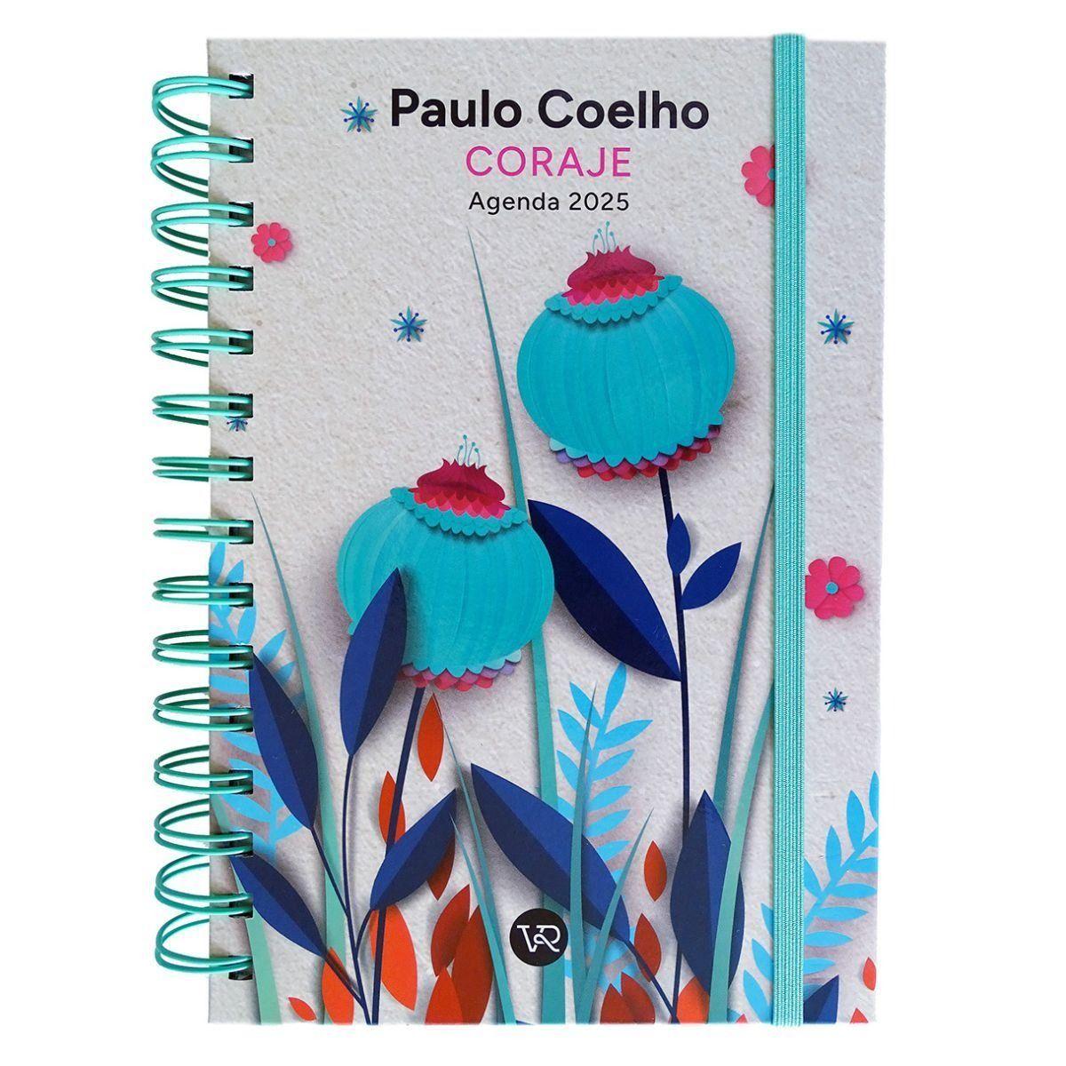 Agenda Paulo Coelho 2025 - Anillada: Coraje | Flores Verde-0
