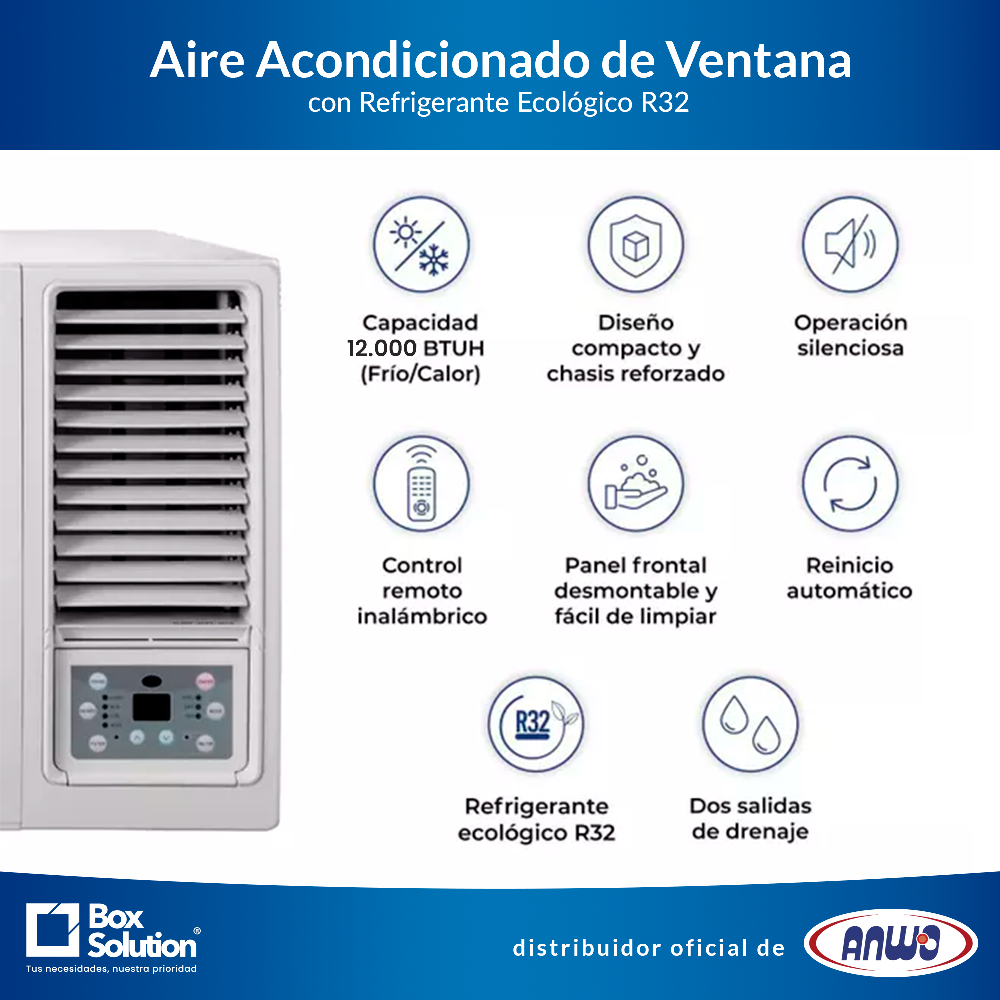 Aire Acondicionado Anwo Ventana 12 000 BTU-1