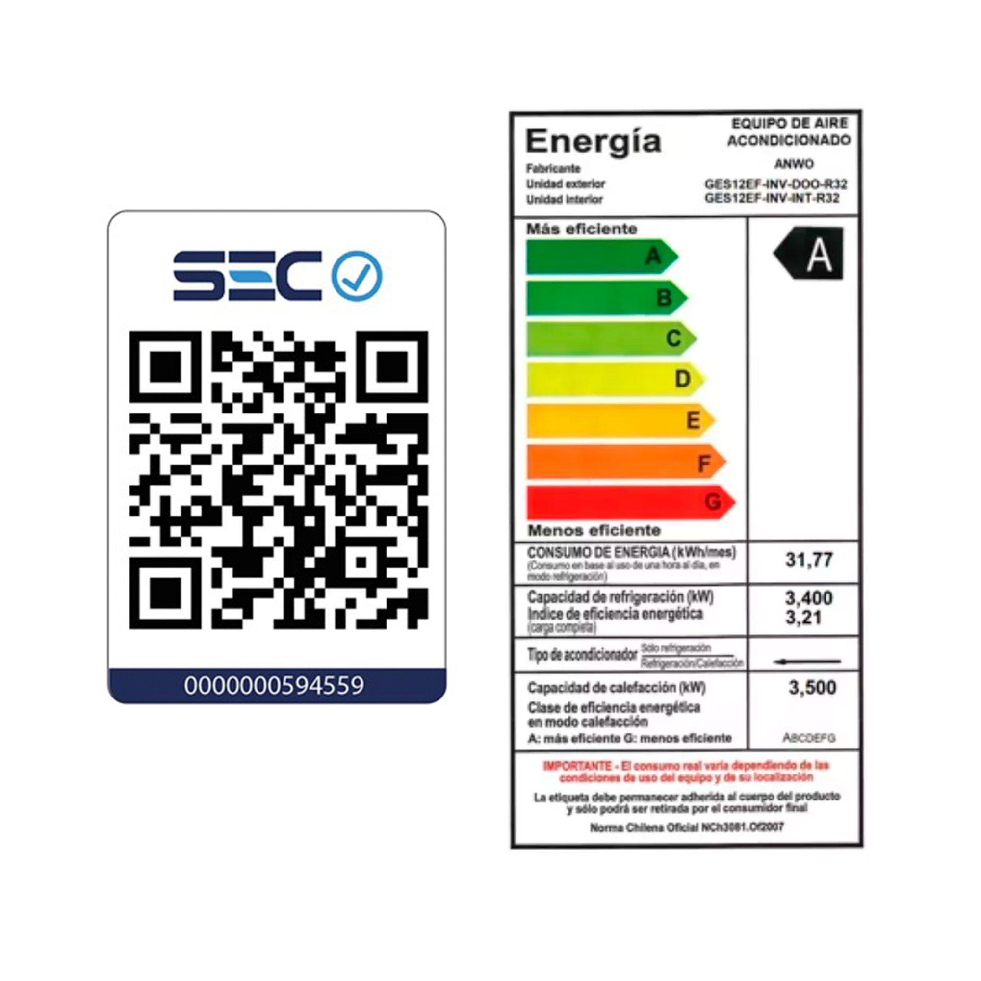 Aire Acondicionado Anwo Split EcoFlow 12.000 BTU Inverter R32-3