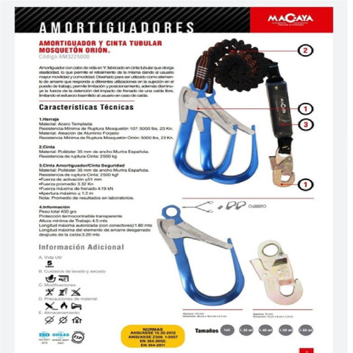 Amortiguador En Y Tubular Mosquetón Escala 1.8 Mts B12-1