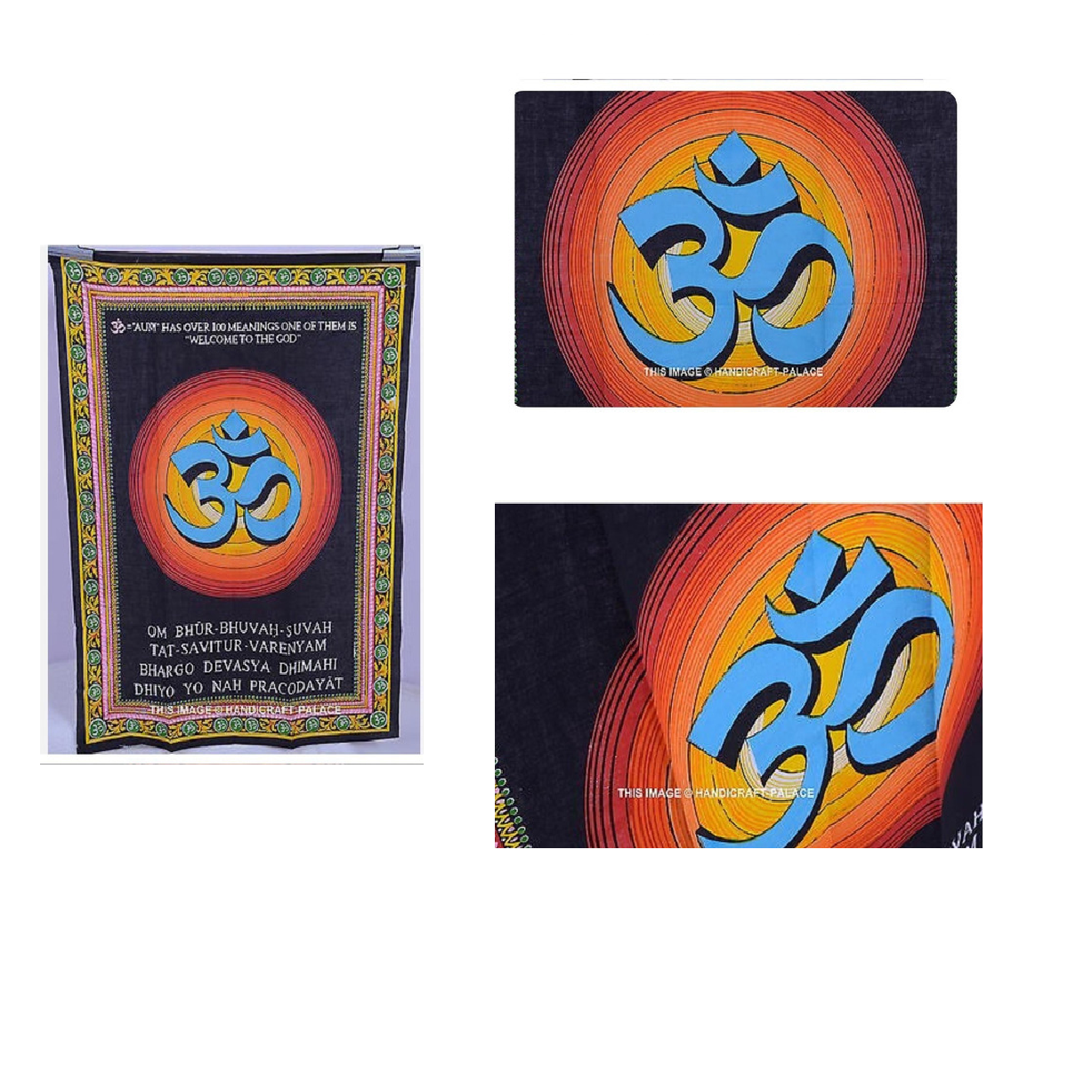 Aum Tapiz India Om Yoga Chakra Colgante De Pared Hippie B2-7