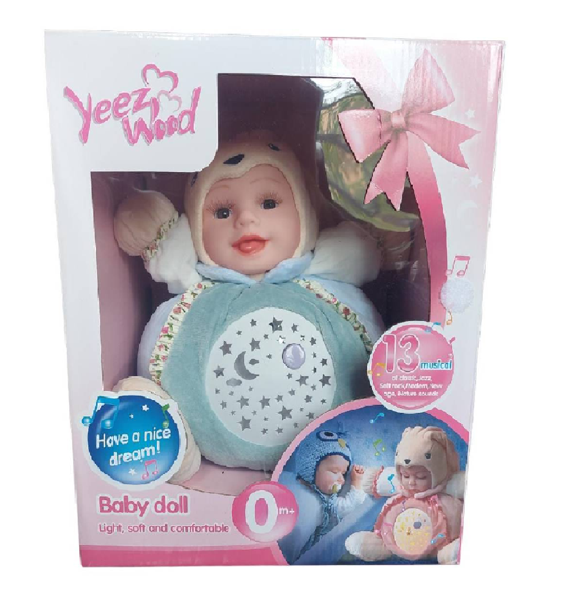 Muñeca Espanta Cuco Proyector Musical Bebe Con Gorro Animal-3