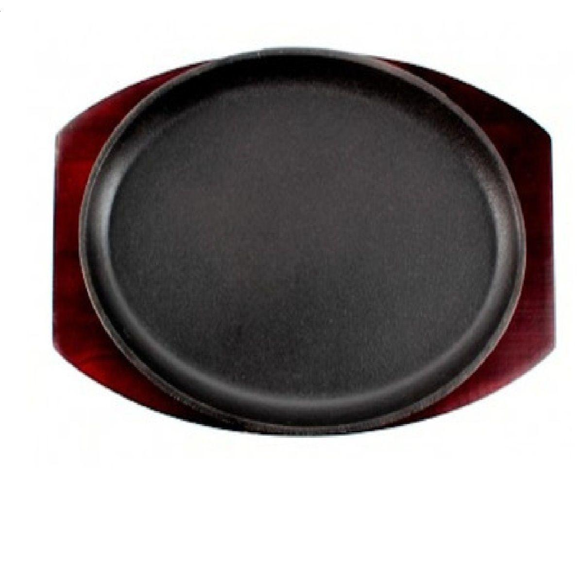 Plato Ovalado Fierro Con Base Madera 28x18cm Lugano-2