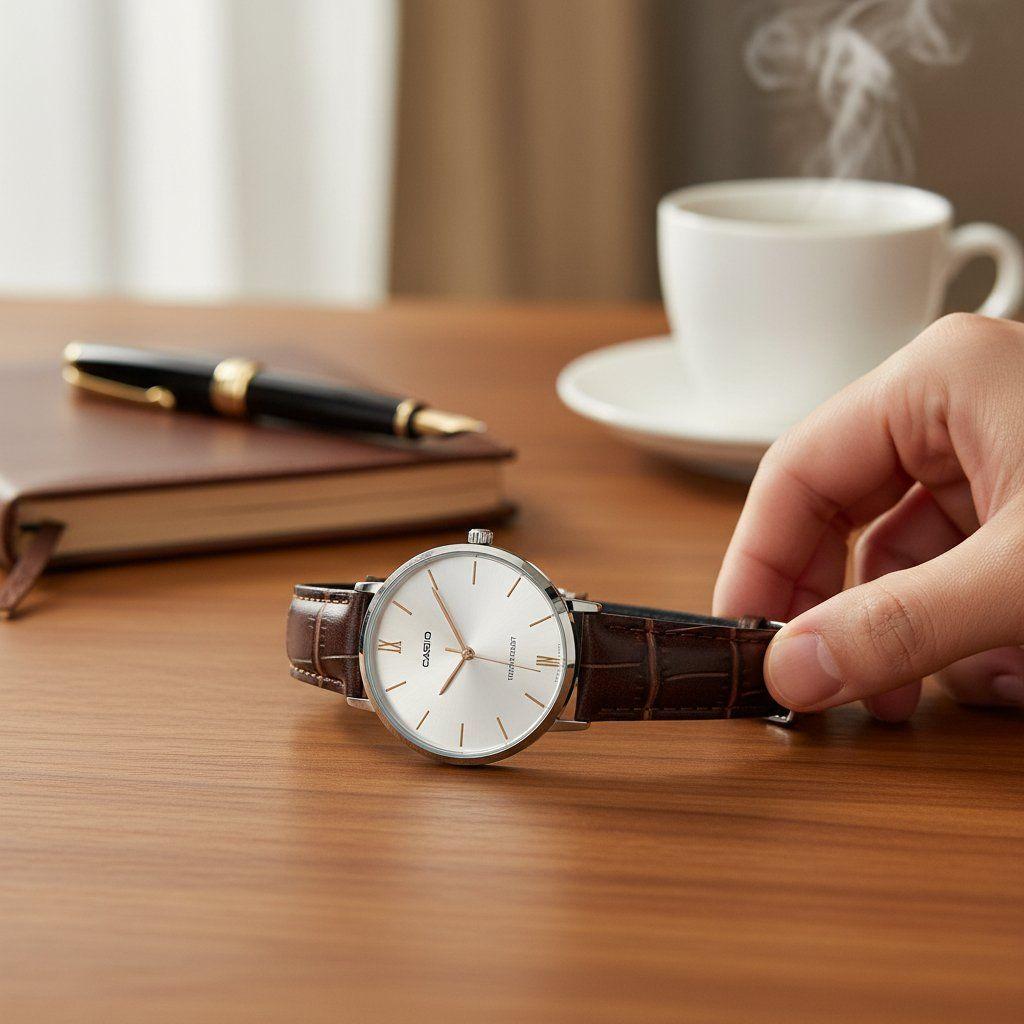 Reloj Casio Mujer Análogo LTP-VT01L-7B2 Cuero cafe-4