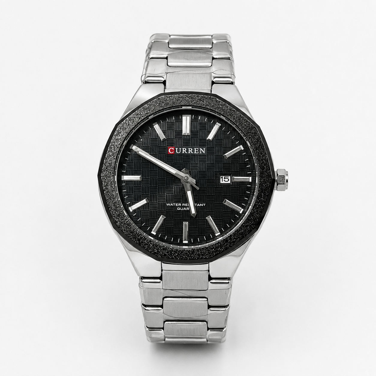 Reloj Curren para caballero 8477-1 Metal plateado con esfera negra-0