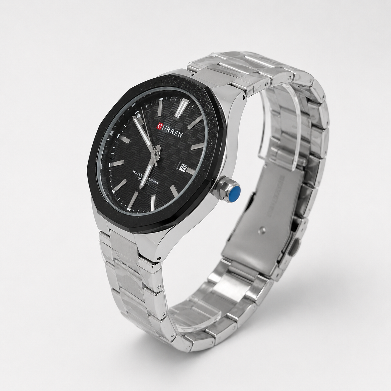 Reloj Curren para caballero 8477-1 Metal plateado con esfera negra-1