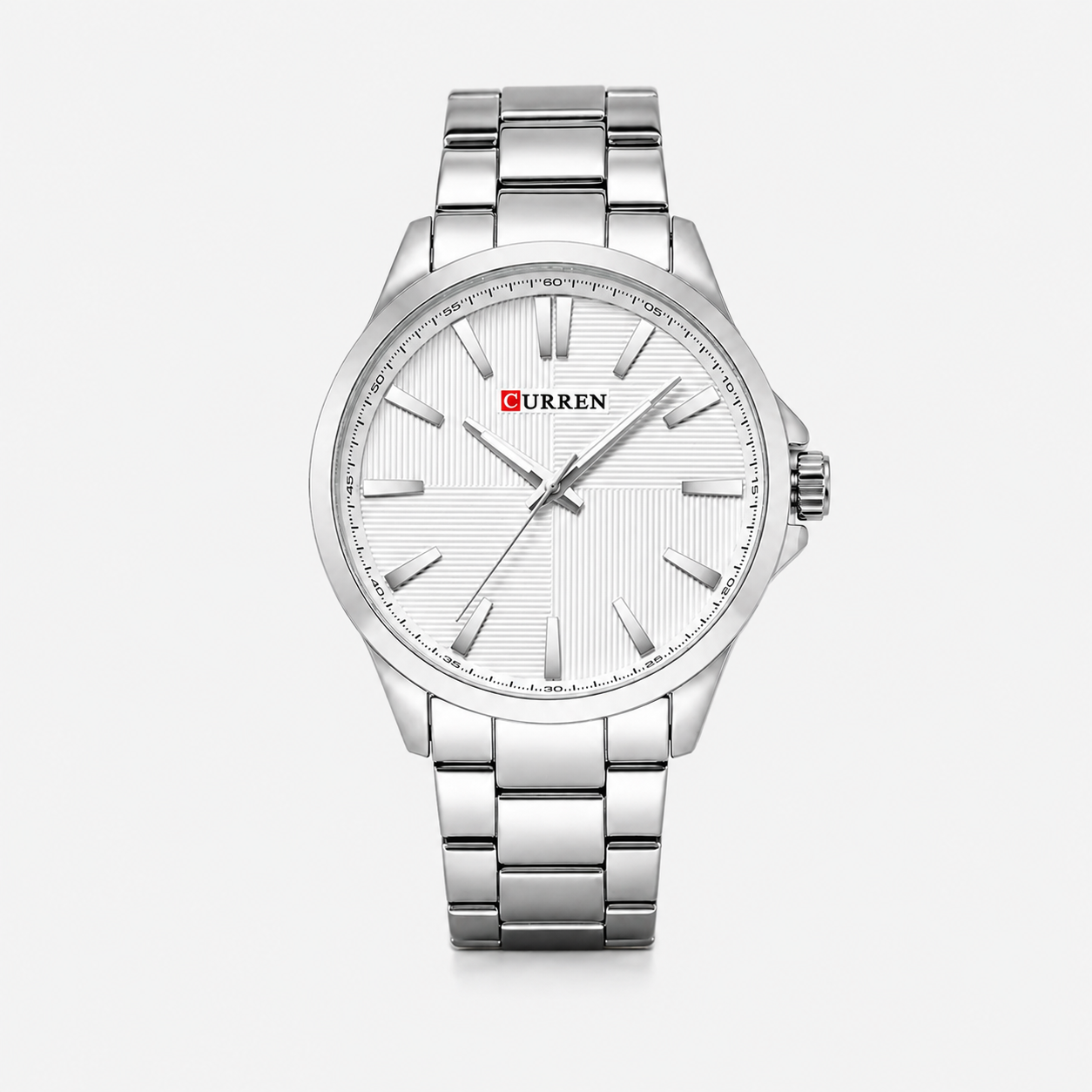 Reloj Curren para caballero 8322-2 Metal plateado con esfera blanca-0