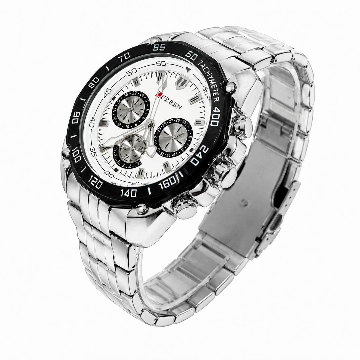 Reloj Curren para caballero 8077-2 Metal plateado con esfera blanca-2