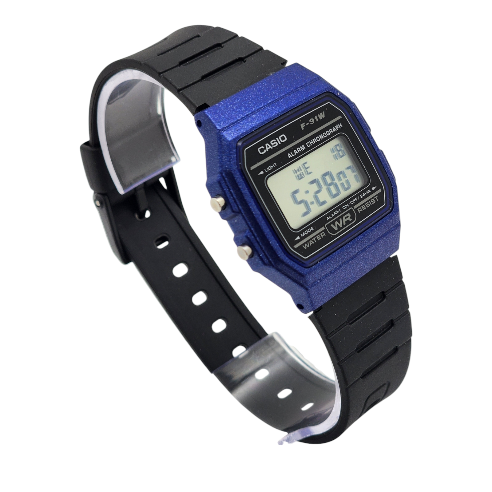 Reloj De Pulsera Casio Colección F-91WM-2A correa resina negro marco azul-2
