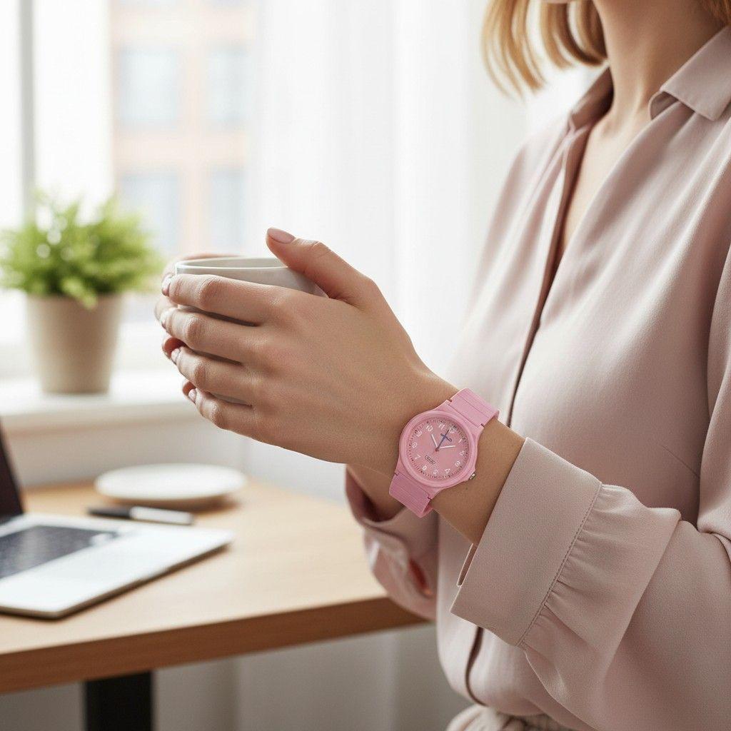 Reloj Casio Timeless Collection Lq-24b-4bdf Con Correa Rosa, Fondo Rosa. Resina-5